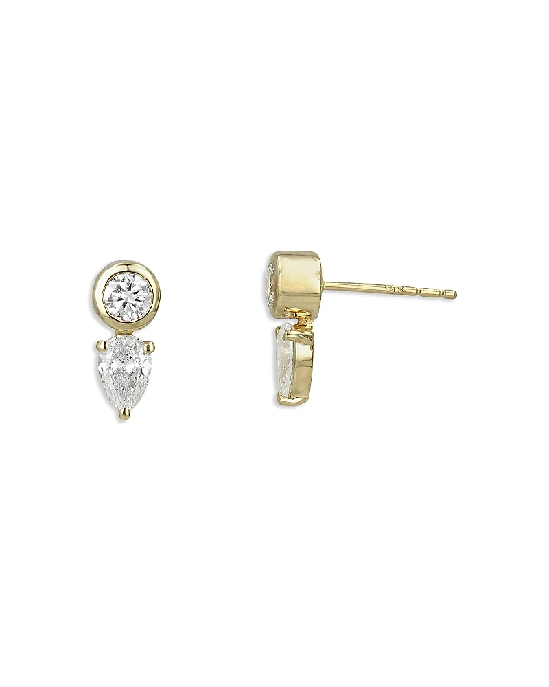 Moon & Meadow 14K Yellow Gold Lab Grown Diamond Mixed Cut Bezel Stud Earrings