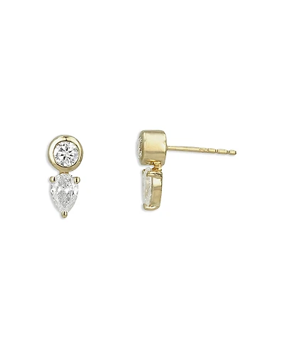 Moon & Meadow 14K Yellow Gold Lab Grown Diamond Mixed Cut Bezel Stud Earrings