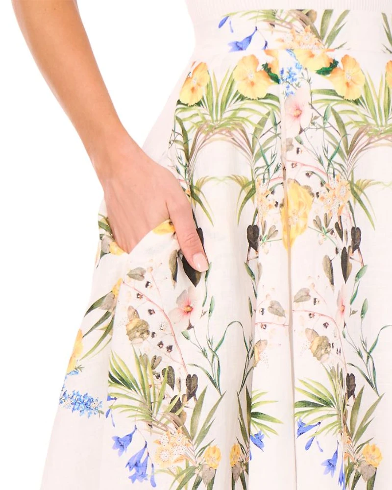 Linen A Line Midi Skirt