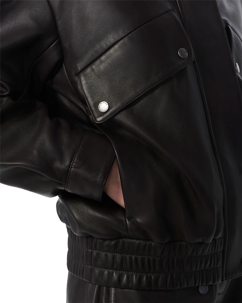 Aria Leather Bomber Jacket