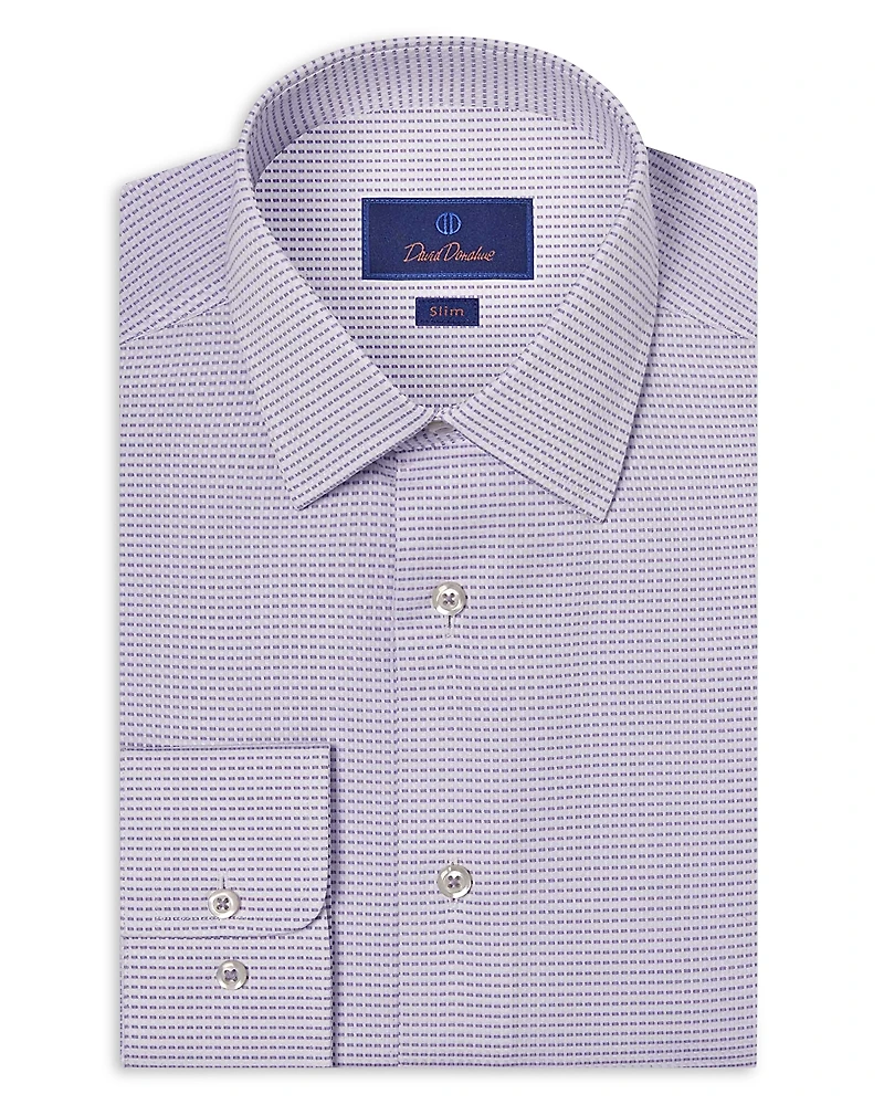 David Donahue Slim Fit Horizontal Dobby Dress Shirt