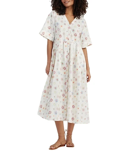 Chinti & Parker Women's Linen-Cotton Etoile V-Neck Sundress