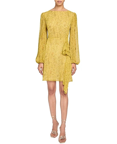 Santorelli Malia Long Sleeve Dress with Skirt Side Ruffle