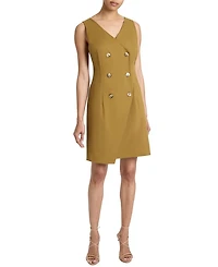 DEE Sleeveless Double Breasted A-Line Dress with Asymmetric Skirt Panel Stretch Cotton