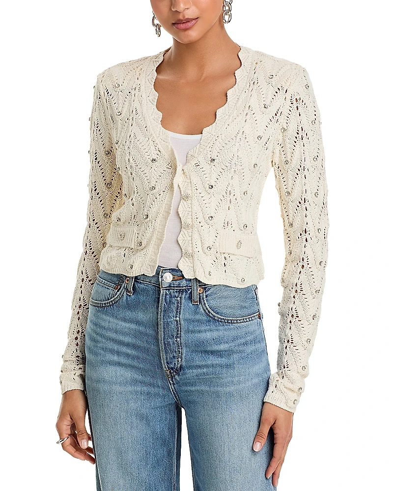 Generation Love Blake Crystal Pointelle Cardigan Sweater