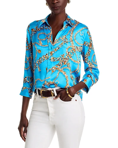 L'Agence L'Agence Dani Silk Printed 3/4 Sleeve Blouse