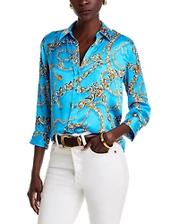 L'Agence L'Agence Dani Silk Printed 3/4 Sleeve Blouse