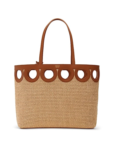 Ferragamo Gancini Frame Raffia Tote Bag
