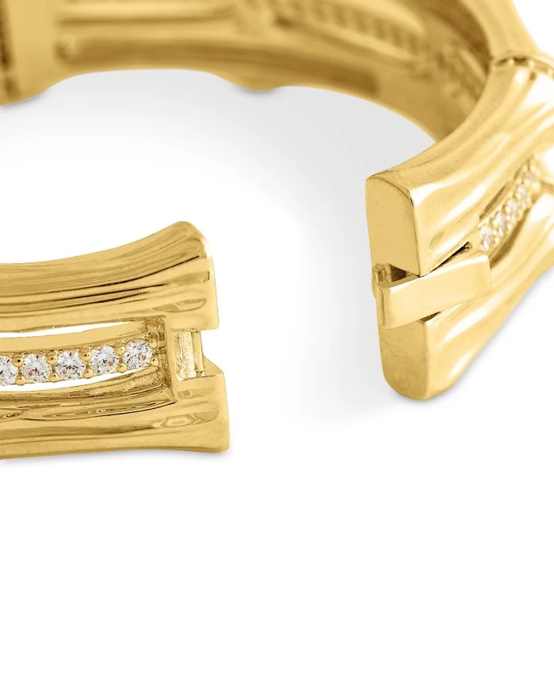 Pavé Bamboo Stacked Bangle Bracelet in 18K Gold Plated