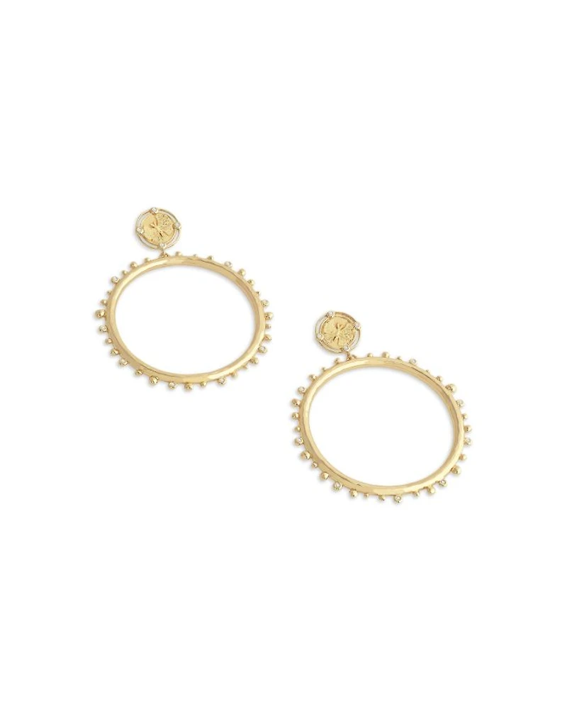 Pavé Butterfly Coin & Hoop Drop Earrings in 18K Gold Plated