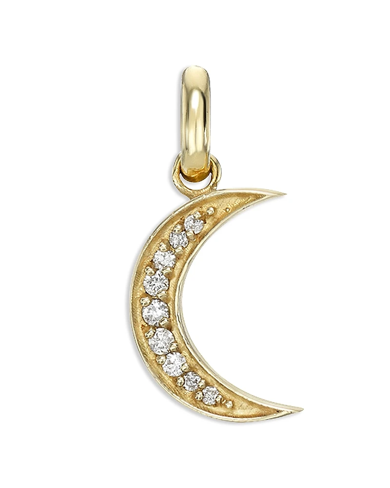 Zoe Lev 14K Yellow Gold Diamond Moon Charm Pendant