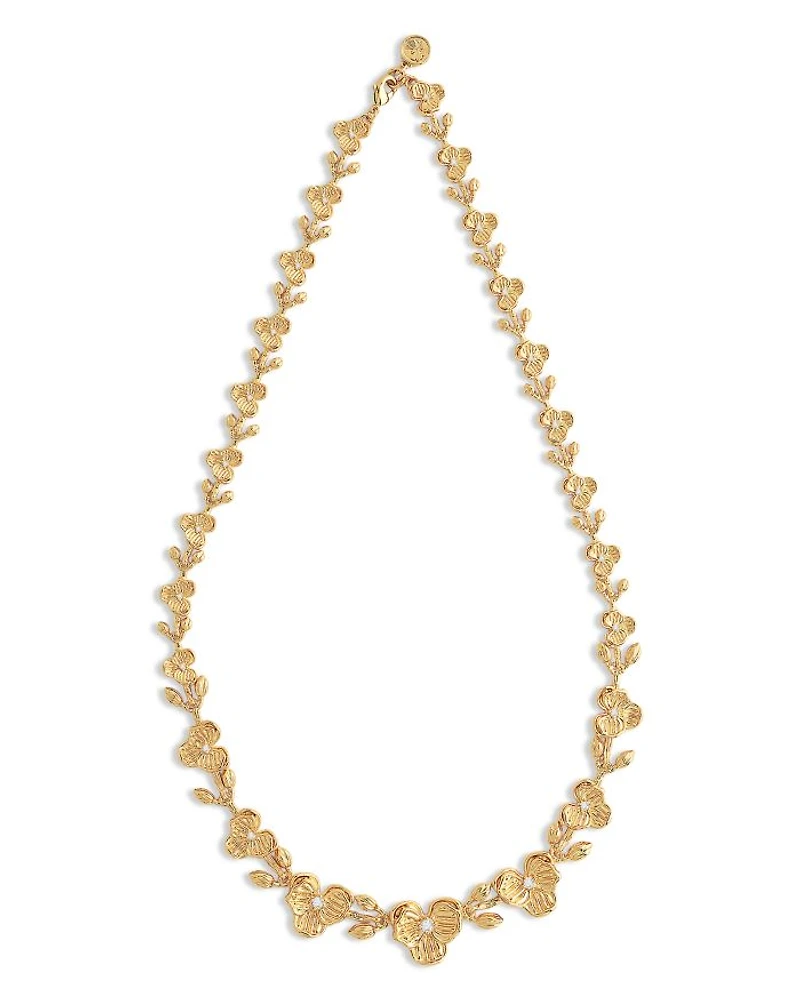 Pavé Orchid Link Necklace, 20"