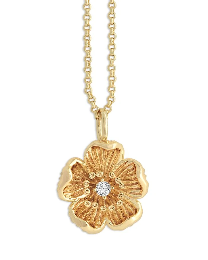 Wildflowers Pavé Flower Pendant Necklace, 16"-17"
