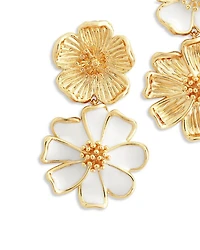 Wildflowers Pavé Mixed Flower Mismatch Drop Earrings