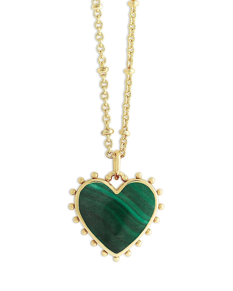 Anabel Aram Malachite Heart Pendant Necklace, 19