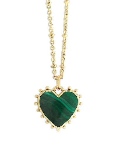Anabel Aram Malachite Heart Pendant Necklace, 19