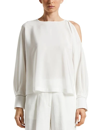 Silk Blend Cold Shoulder Blouse