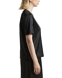 Silk Blend Short Sleeve Blouse