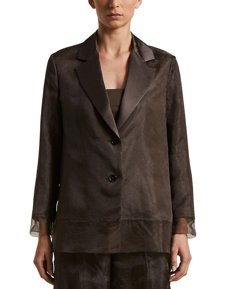 Single Breasted Mesh Overlay Jacket