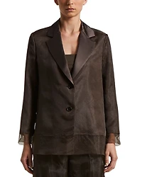 Single Breasted Mesh Overlay Jacket