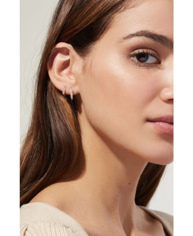 Suzanne Medium Pave Huggie Hoops