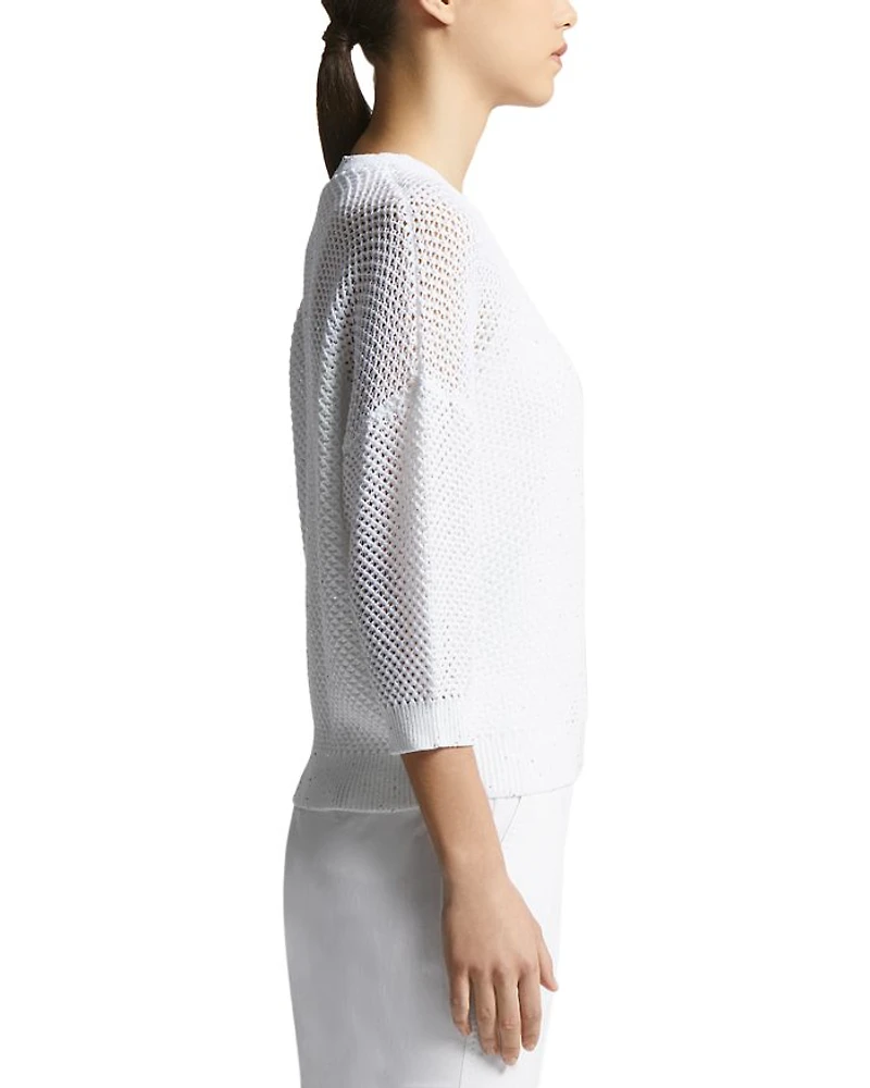 Open Knit 3/4 Sleeve Sweater