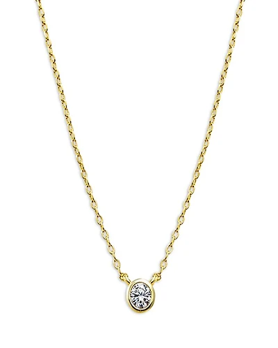Mini Cubic Zirconia Bezel Pendant Necklace, 16"-18"