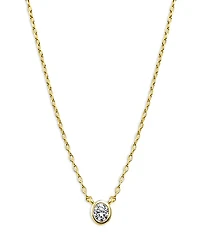 Mini Cubic Zirconia Bezel Pendant Necklace, 16"-18"