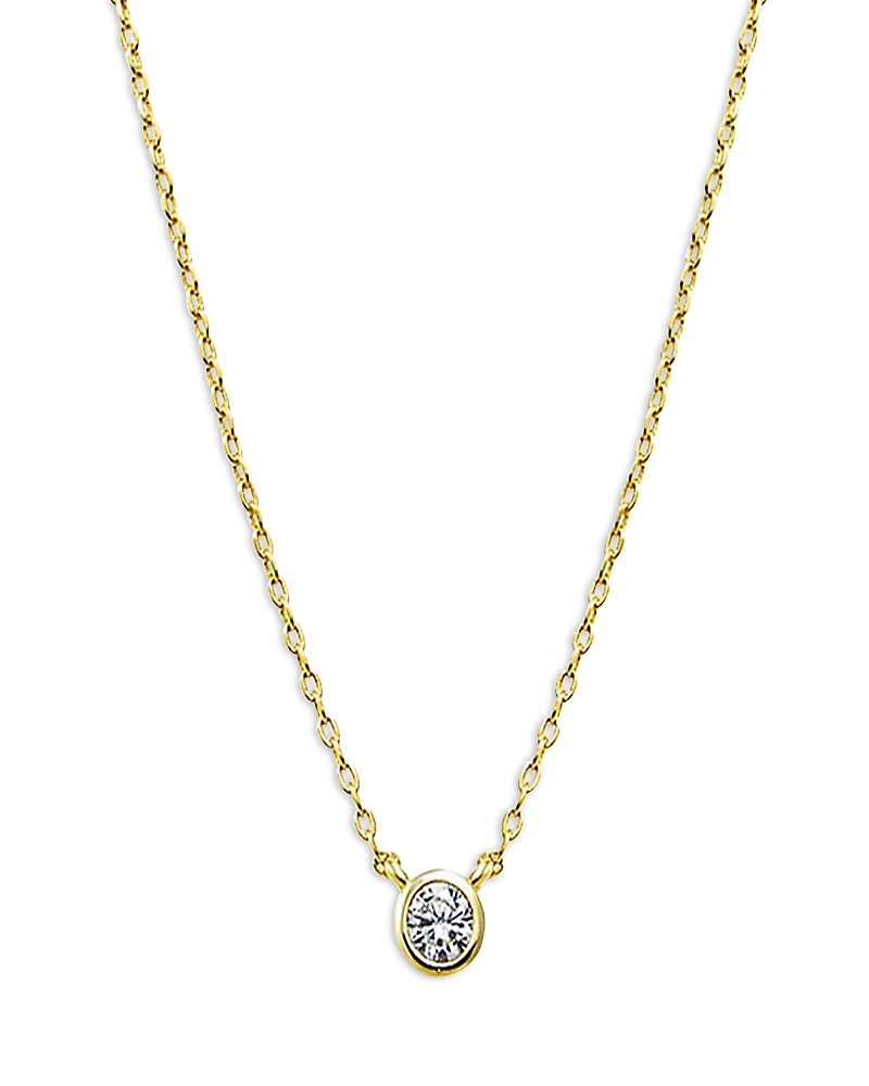By Adina Eden Mini Cubic Zirconia Bezel Pendant Necklace, 16-18