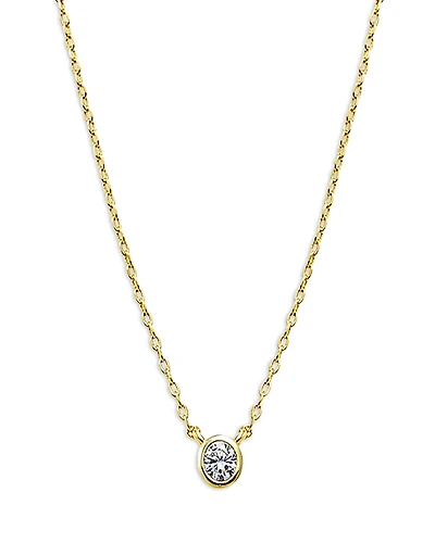 By Adina Eden Mini Cubic Zirconia Bezel Pendant Necklace, 16-18