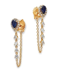 Bloomingdale's Fine Collection Sapphire & Diamond Chain Hoop Earrings