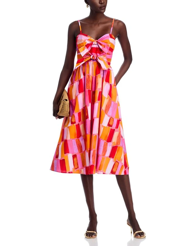 Natasha Sunset Tile Poplin Bow Dress