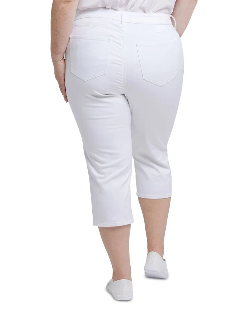 Marilyn Buttoned Cuff Straight Crop Jeans Optic White