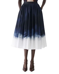 Brushed Canvas Printed Stretch Cotton Circle Skirt