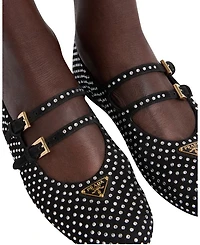 Women's Suede Ballerinas with Crystals