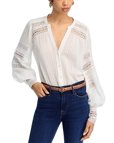 L'Agence Keira Lace Trim Blouse