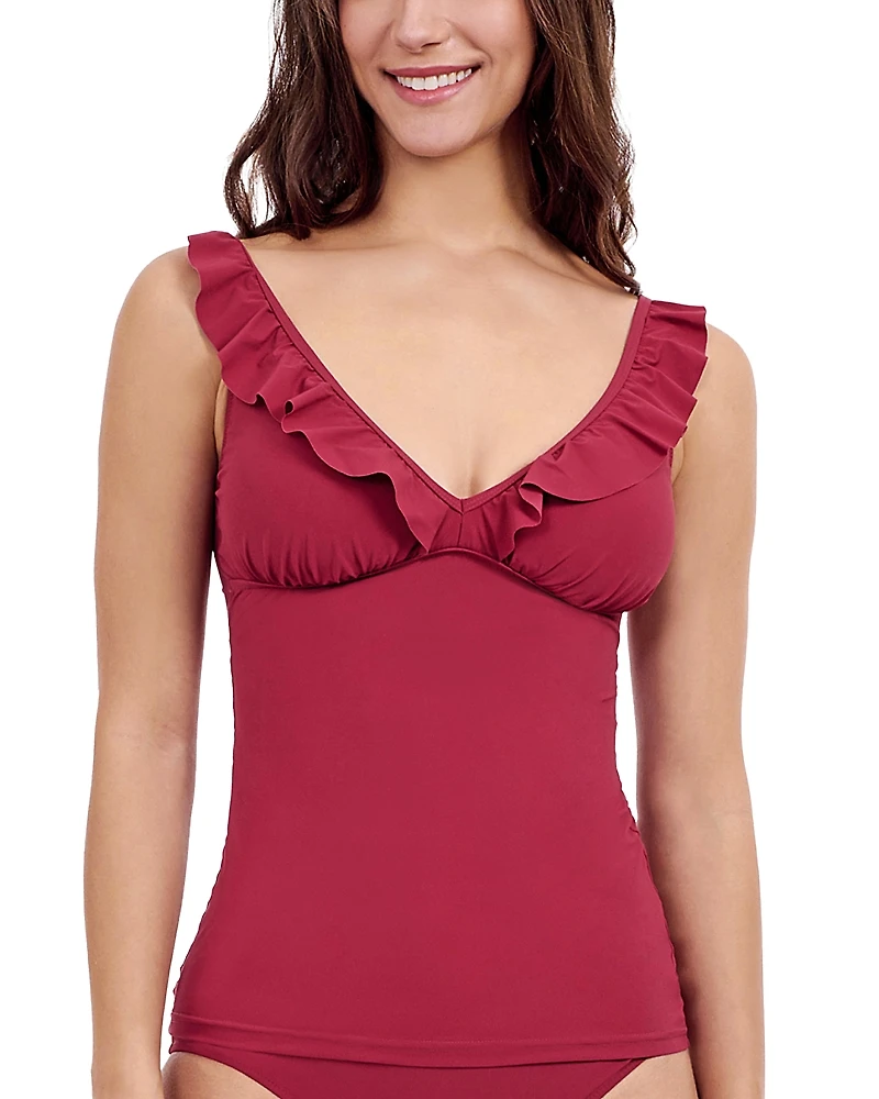 Profile by Gottex D Cup V Neck Ruffle Trim Tankini
