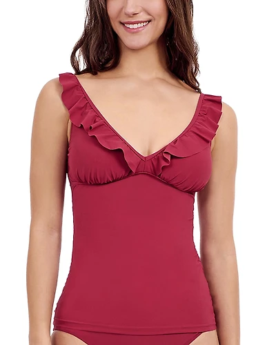 Profile by Gottex D Cup V Neck Ruffle Trim Tankini