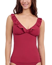 Profile by Gottex D Cup V Neck Ruffle Trim Tankini