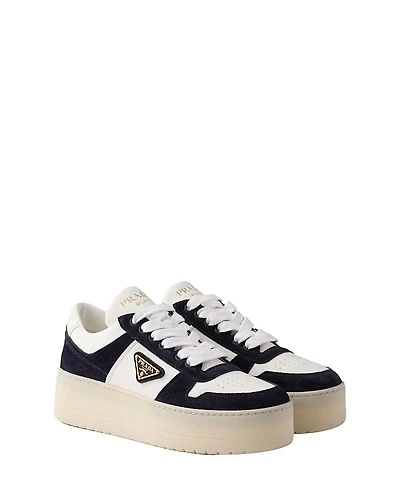 Prada Women's Downtown Bold Nappa Leather and Suede Sneakers