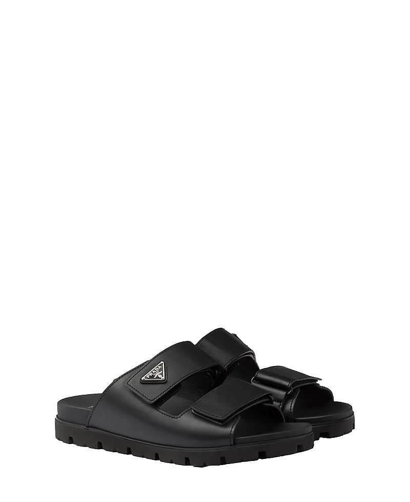 Prada Men's Leather Strap Slides