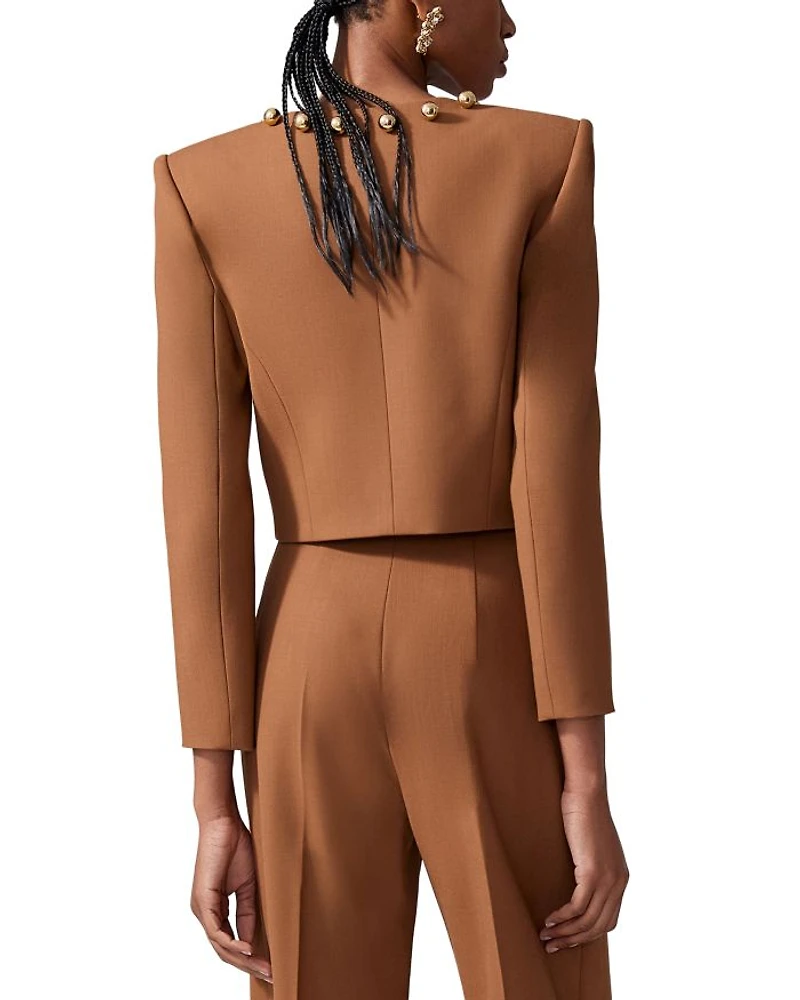 Collarless Cropped Jacket