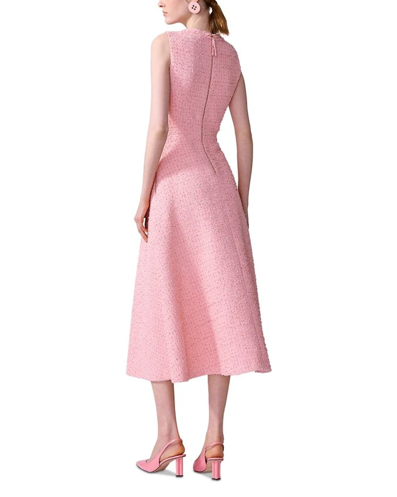 Embellished Tweed Midi Dress