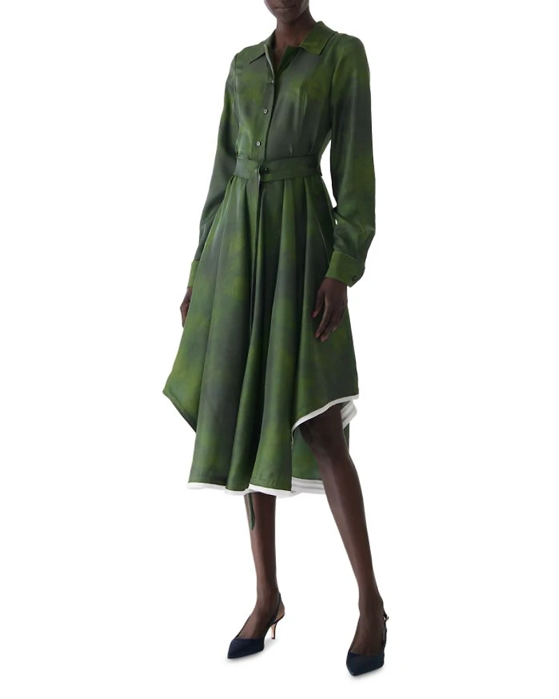 Smudged Canvas Silk Shirtdress