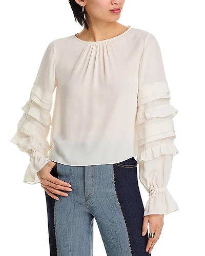Cinq a Sept Anta Ruffled Sleeve Top