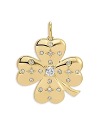Ef Collection 14K Yellow Gold Jumbo Lucky Clover Charm with Diamonds, 0.15 tcw