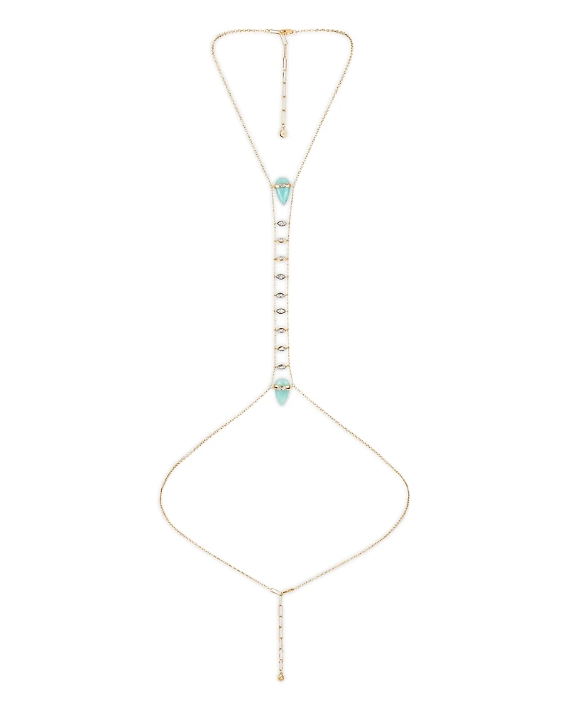 Ettika Turquoise Solstice Turquoise & Cubic Zirconia Body Chain