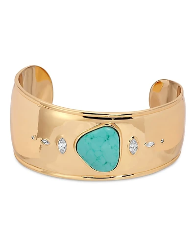 Ettika Turquoise Solstice Turquoise & Cubic Zirconia Wide Cuff Bracelet