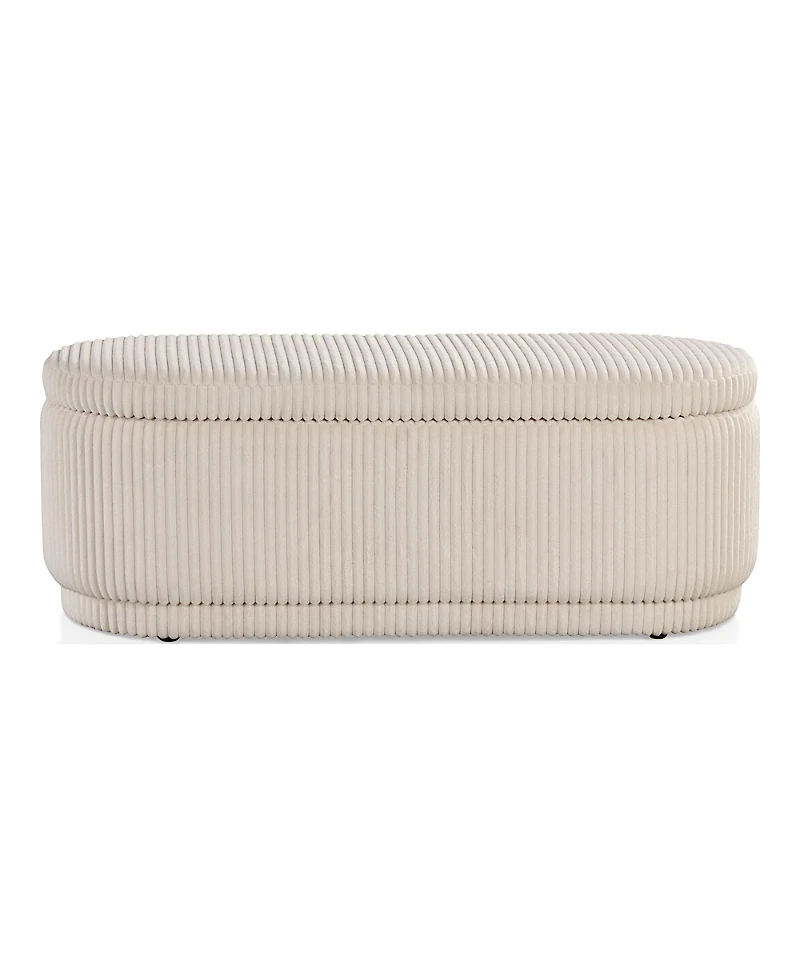 Furniture of America Lyla Chenille Oval Storage Bench