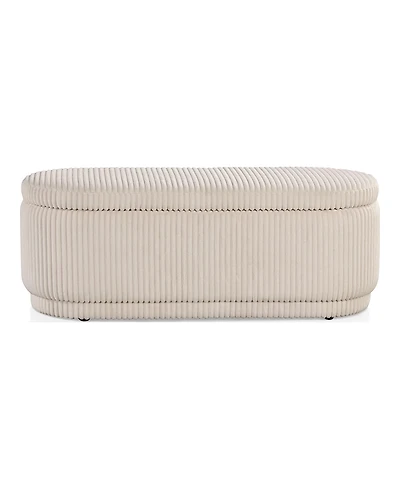 Furniture of America Lyla Chenille Oval Storage Bench